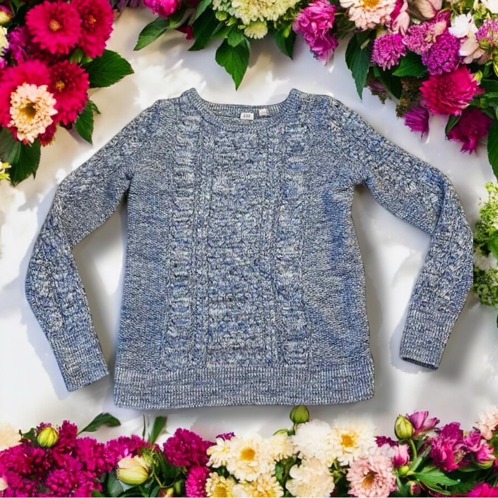 100% Cotton Gap for Good Sweater - Size Large, Pristine Cabincore - Blue & White - Picture 4 of 15